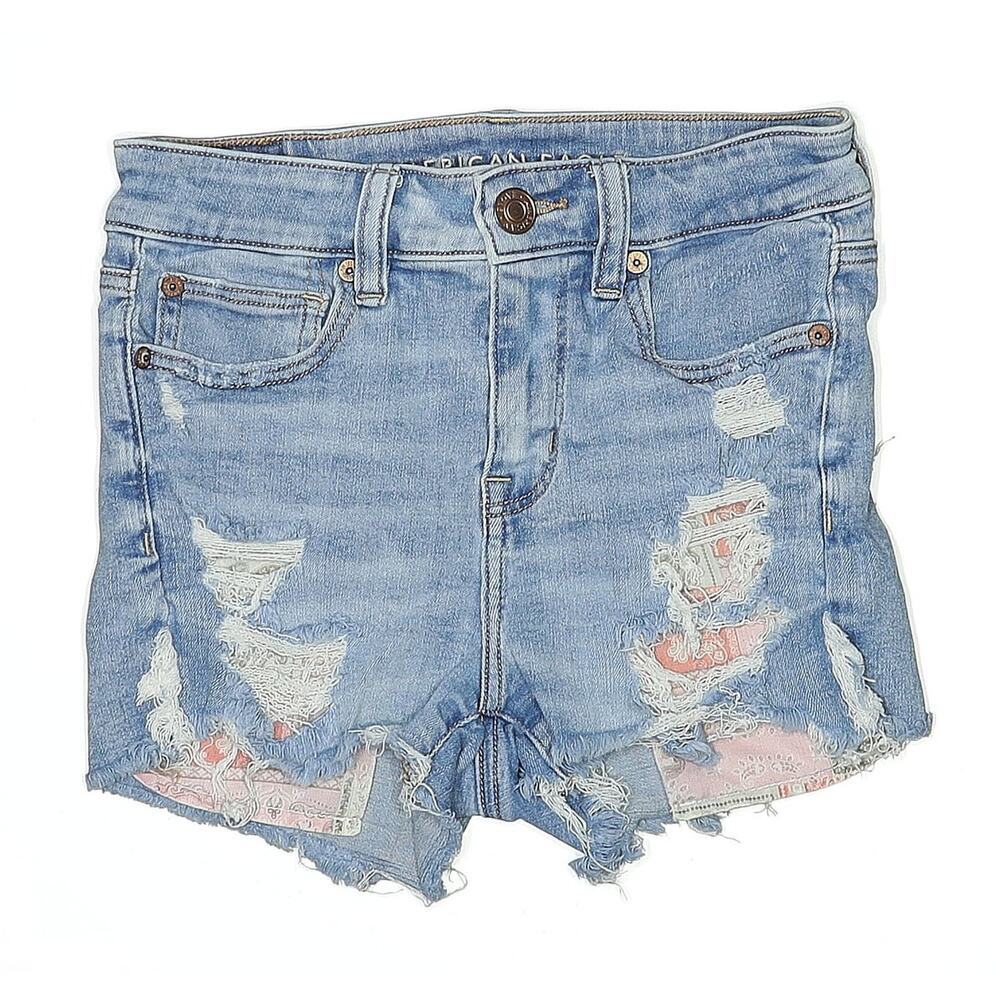 Baddie Coconut Festival AMERICAN EAGLE HI RISE‎ SHORTIE DISTRESSED CUT OFFS 2